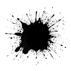 Black Ink Splatter Expanding with Dynamic Droplets Art