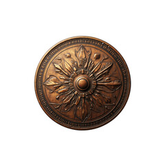 Bronze Ceiling Medallion with Radiating Leaf Motifs and Central Circular Boss
