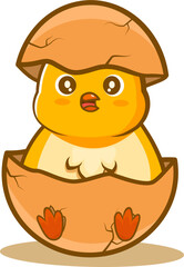 cute chick mascot illustration