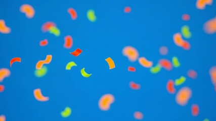 Colorful confetti falling against a vibrant blue sky - Powered by Adobe