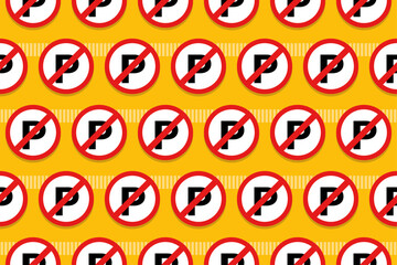 Fototapeta premium No Parking Sign Seamless Pattern
