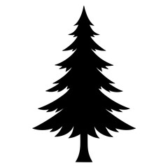Fir Tree Silhouette on White Background
