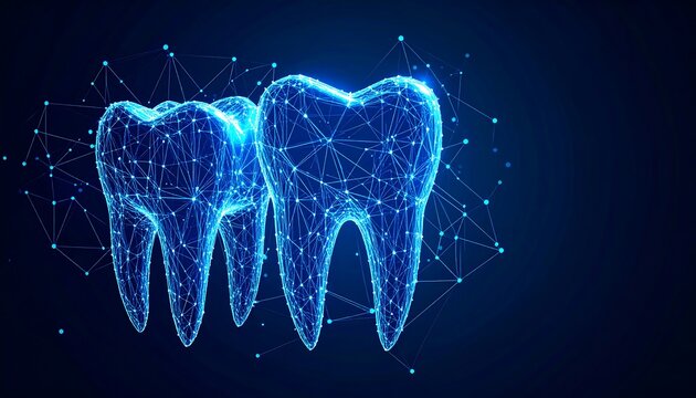 Abstract glowing teeth