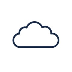 Simple cloud vector graphic on white offers clean design element for technology, weather or nature related projects.