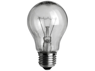 Clear glass light bulb on black background illumination idea, Isolated On Transparent Background, Png