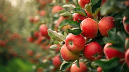 Lush fruit tree laden with ripe apples in an orchard during harvest season
