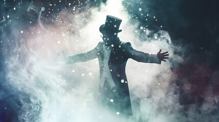 watercolor style Magician performing trick