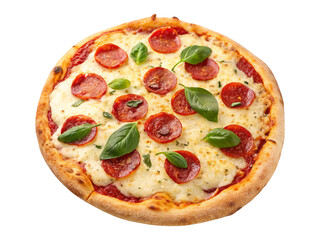 Hot and Fresh Pizza with Toppings Isolated on White Background