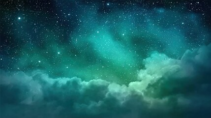 Naklejka premium Mystical Night Sky with Nebula and Stars, Perfect for Science and Technology Themed Designs and Backgrounds