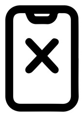Obraz premium Mobile phone screen displaying a prominent X symbol for cancellation or error