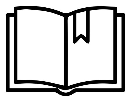 open book with bookmark, black outline clip art preview