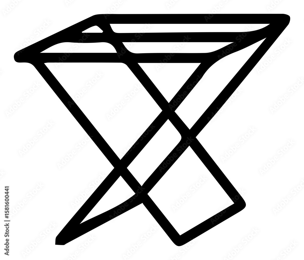 Poster minimalist abstract stool design with intersecting lines and an open top shape