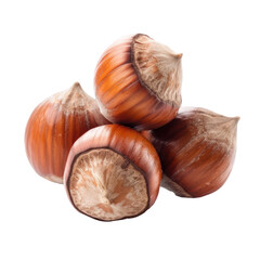 Closeup Hazelnuts isolate on transparency background