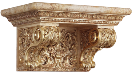 Ornate gold architectural detail, stone top