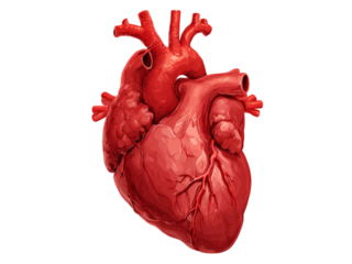 Realistic 3d render of a human heart anatomy, Isolated On Transparent Background, Png