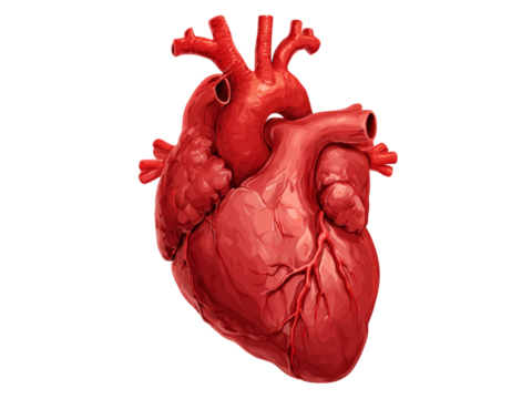 Realistic 3d render of a human heart anatomy, Isolated On Transparent Background, Png