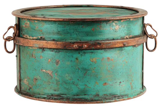 Patina box, metal trim, verdigris finish