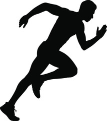 Silhouette of a sprinter in motion, athletic speed, running pose, dynamic energy, fitness power, competitive sport, outdoor exercise, motivation