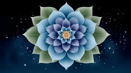 Beautiful blue lotus flower on dark background.