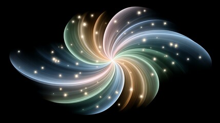 Colorful abstract swirl design with shimmering stars.