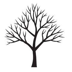 Obraz premium Simple black tree silhouette on white background suitable for various design projects