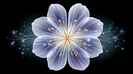 Delicate purple flower with glowing petals.