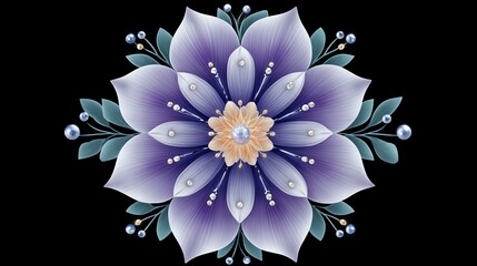 Elegant purple flower design with detailed petals.