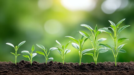 Growing seedlings in rich, dark soil.