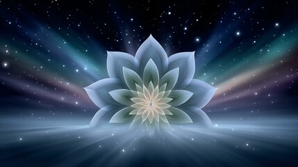 Peaceful lotus flower on a cosmic background.