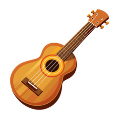 Fototapeta premium A vibrant, stylized illustration of a ukulele with a light brown body and orange accents around the sound hole.