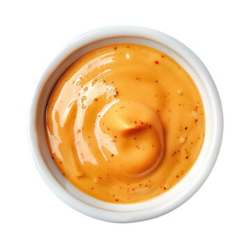 burger sauce in the bowl top view isolate on transparency background