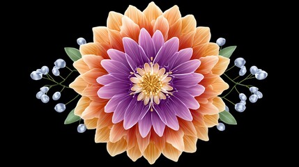 Vibrant floral design featuring colorful blossoms.