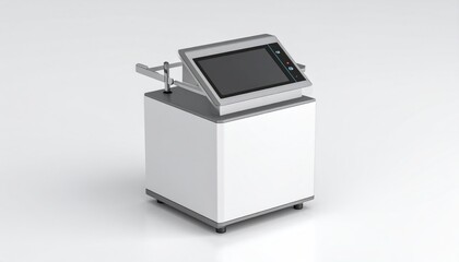 White Medical Scale Digital Display With Box Shape And Silver Details Isolated Background