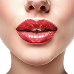 Obraz premium closeup Lips, beautiful woman face and mouth isolate on transparency background
