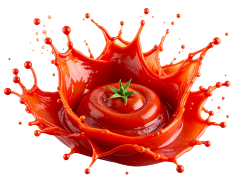  Dynamic Tomato Sauce Splash Explosion, Transparent Background