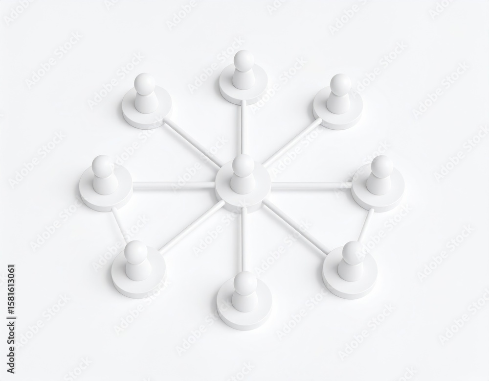 Poster 3d white icon of interconnected business network people nodes on a clear background illustrating tea