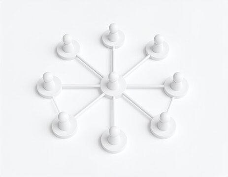 3D White Icon of Interconnected Business Network People Nodes on a Clear Background Illustrating Teamwork Communication and Corporate Structure Isolated Background