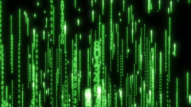 green digital background, binary program code 