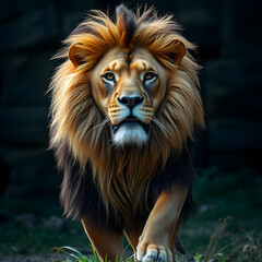 Naklejka premium Vertical shot of a magnificent lion