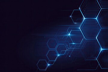 Fototapeta premium Abstract digital hexagon design, deep blue tones
