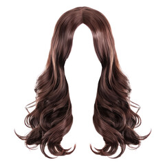 Stylish women hair wig, fashionable hairstyle isolate on transparency background