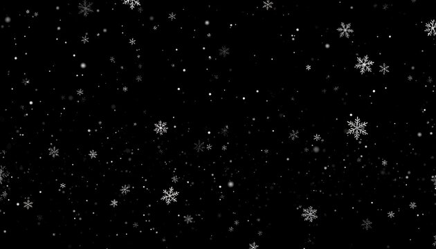 Falling snowflakes on a black background (4)
