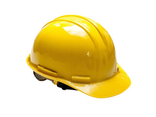 Bright yellow hard hat safety equipment construction worker, Isolated On Transparent Background, Png