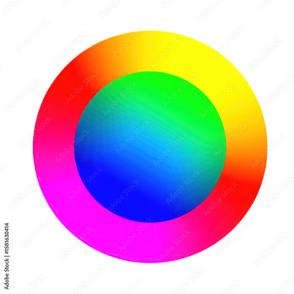 Poster spherical gradients radiating color spectrum on dark background