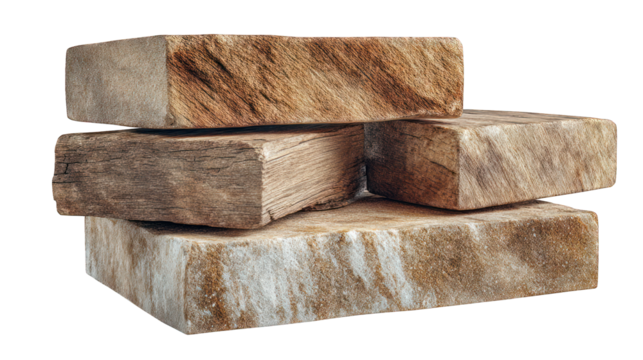 Stack of three rough, textured, rectangular blocks