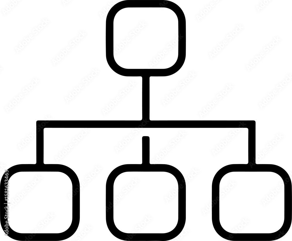 Poster simple flowchart diagram with one parent node and three child nodes