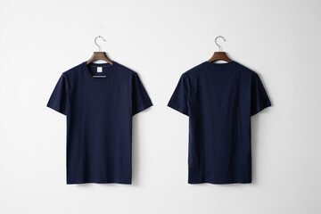 Buy navy blue t shirt online short sleeve cotton casual apparel front back view