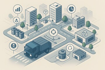 Fototapeta premium Smart City Infrastructure Illustration for Urban Development