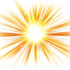 vector light burst effect with radial glow, bright yellow and orange on clean white background 
