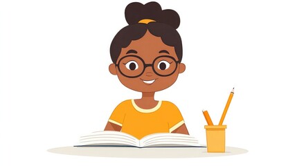 Student Clipart Depicting a Learner Engaged in Education Representing Academic Focus Student Dedication and Learning Progress for Student-Centered Design School Campaigns and Education Branding